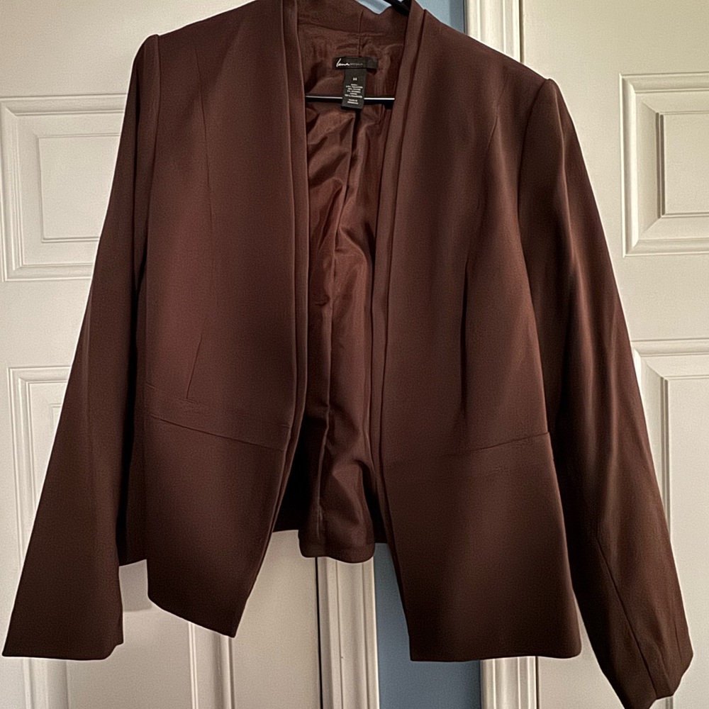Lane Bryant Brown Blazer Modern Open Front Design NWOT